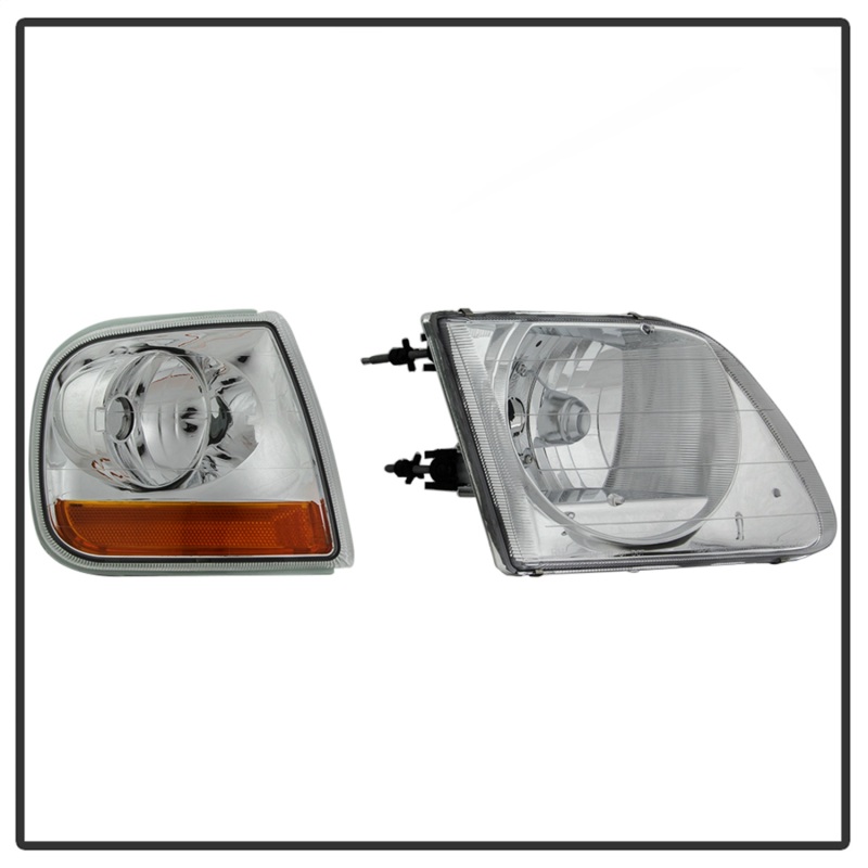 Ford F-150 Headlights - SPYDER - OEM Style Headlights w/Corner - Chrome - `97-`03