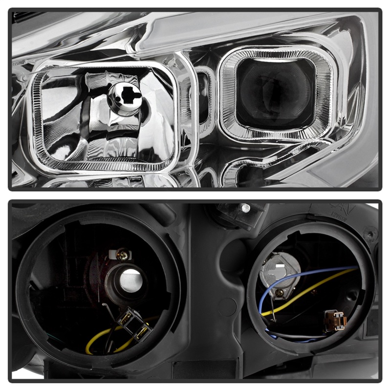 Ford Escape Headlights - SPYDER - LED Light Bar Halogen Projector - Chrome - `13-`16