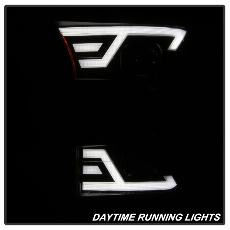 Ford F-150 Headlights - SPYDER - DRL LED Light Bar Projector - Black Smoke - `15-`17