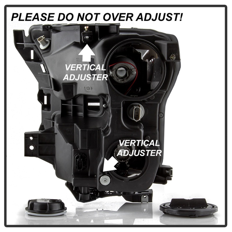 Ford F-150 Headlights - SPYDER - DRL LED Light Bar Projector - Black Smoke - `15-`17