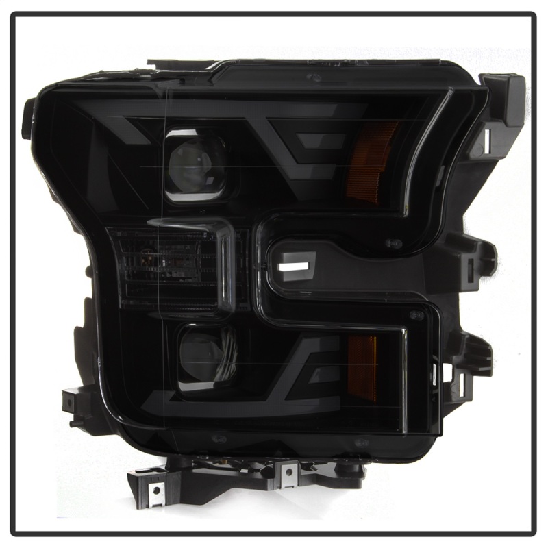 Ford F-150 Headlights - SPYDER - DRL LED Light Bar Projector - Black Smoke - `15-`17