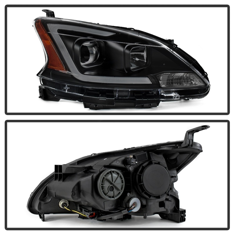 Nissan Sentra Headlights - SPYDER - DRL LED Light Bar Projector - Black Smoke - `13-`15