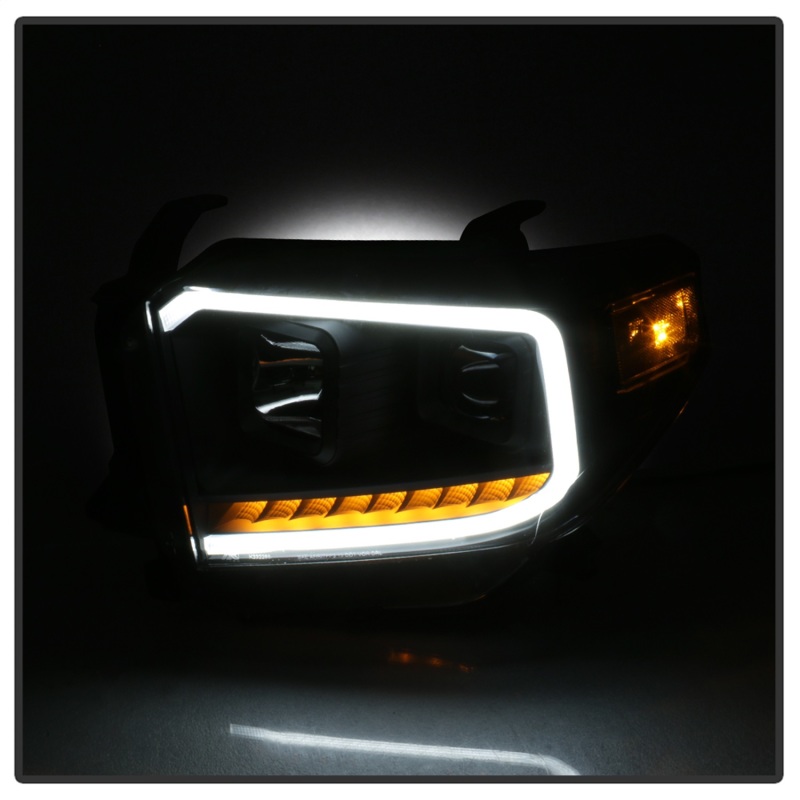 Toyota Tundra Headlights - SPYDER - DRL LED Light Bar Projector - Black - `14-`17