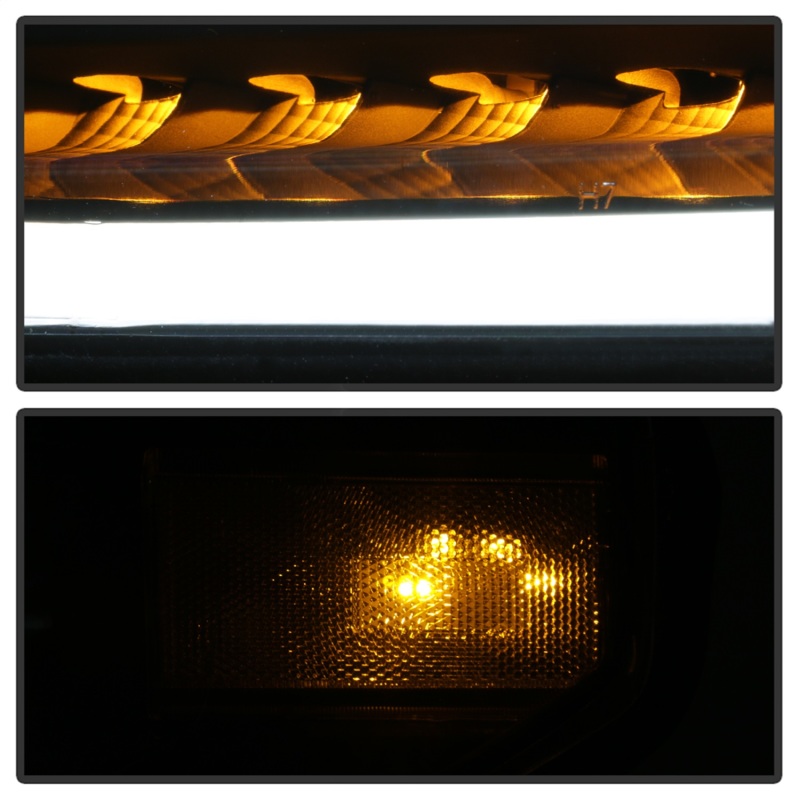 Toyota Tundra Headlights - SPYDER - DRL LED Light Bar Projector - Black - `14-`17