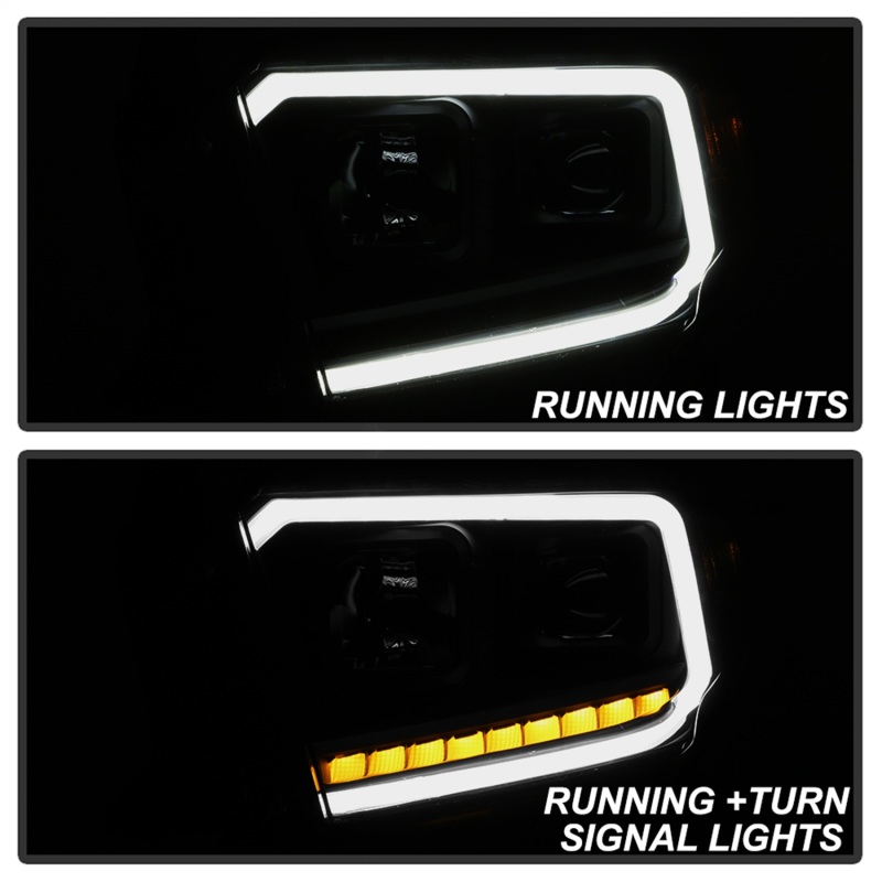 Toyota Tundra Headlights - SPYDER - DRL LED Light Bar Projector - Black Smoke - `14-`17