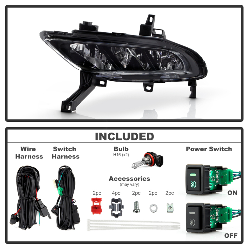 Nissan Maxima Fog Lights - SPYDER - OEM LED Fog Lights w/Switch - Clear - `16-`18