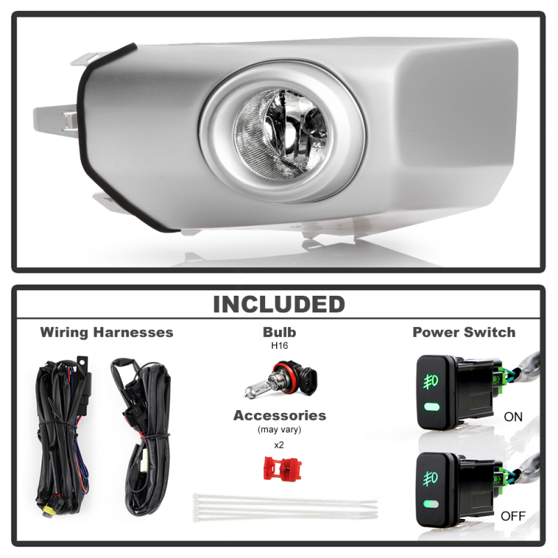 Toyota FJ Cruiser Fog Lights - SPYDER - OEM Style w/ Switch - Clear - `07-`14