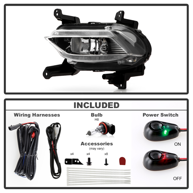 Hyundai Santa Fe Fog Lights - SPYDER - OEM Style with Switch - Clear - `19-`20