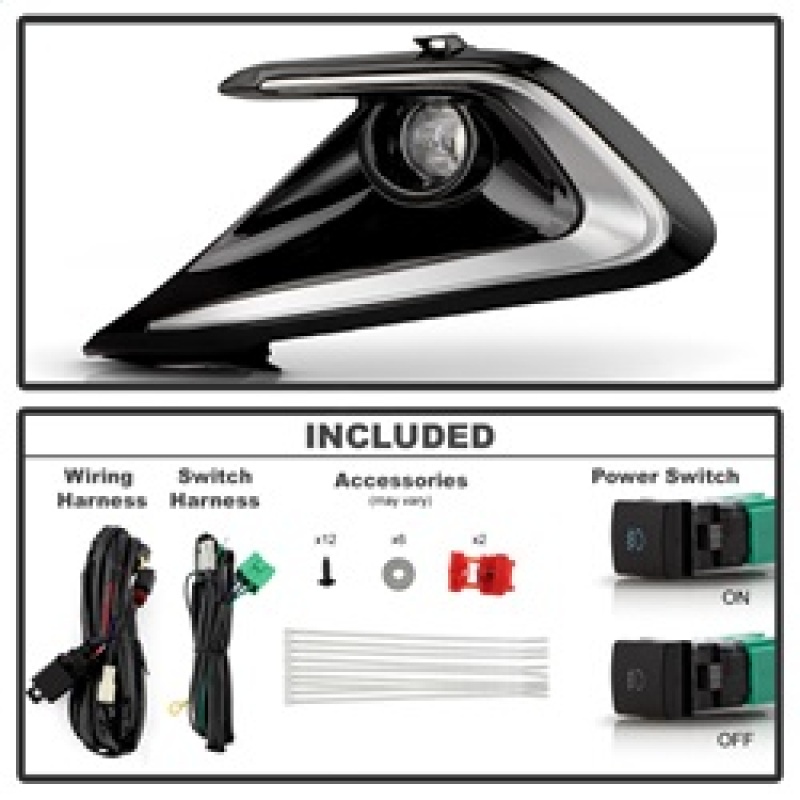 Toyota Corolla Hatchback Fog Lights - SPYDER - OEM Full LED w/ Switch - Clear - `23-`24