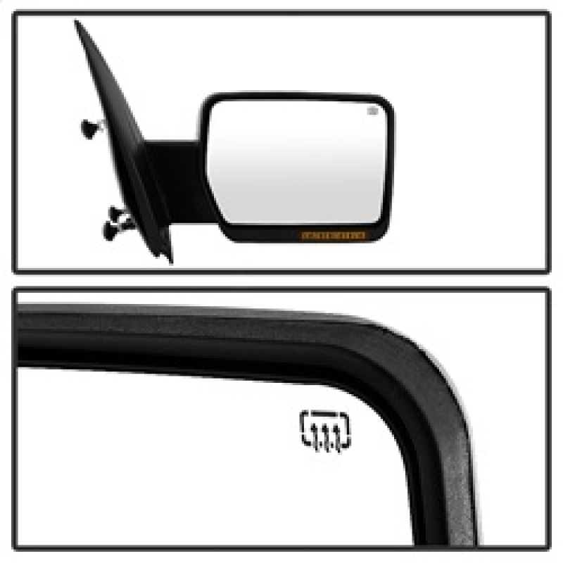 Ford F-150 Side Mirror - Left - SPYDER - xTune Power Heated Amber LED Signal OE Style - Amber - `07-`14