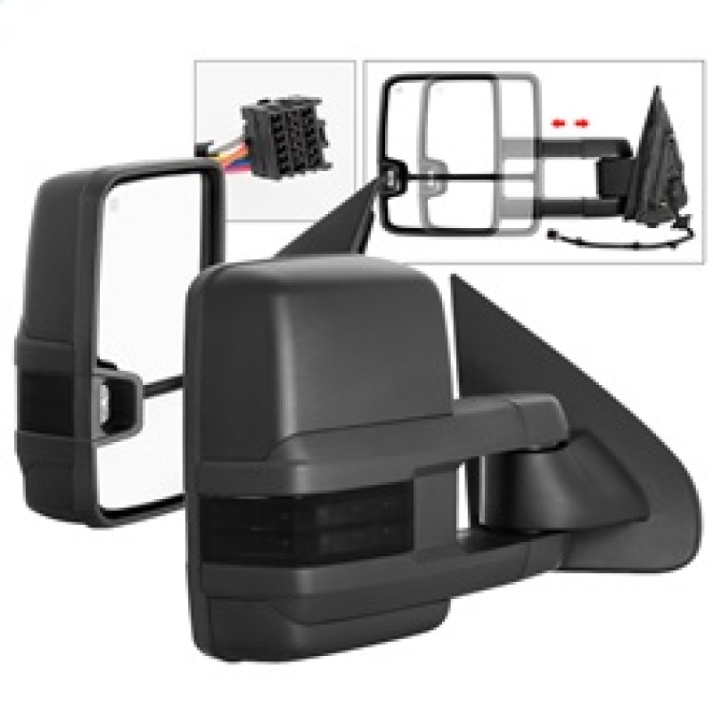 Chevrolet Silverado Side Mirrors - Left and Right - SPYDER - Heated LED Signal Telescoping - Smoke - `14-`16