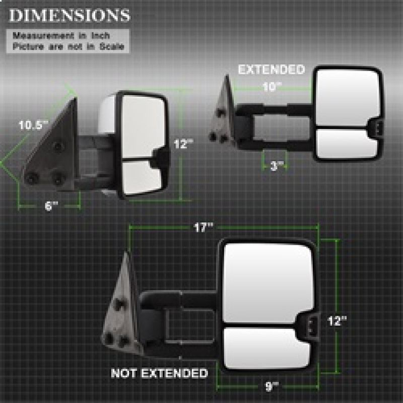 Chevrolet Silverado Side Mirror Set - SPYDER - G3 LED Signal Telescoping - Chrome - `99-`06