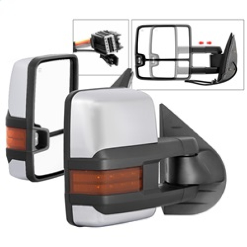 Chevrolet Silverado Side Mirrors - SPYDER - G3 Power Heated Amber LED Signal - Chrome - `07-`13