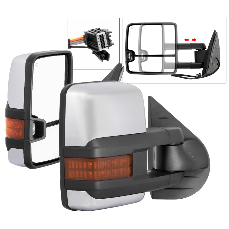 Chevrolet Silverado Side Mirrors - SPYDER - G3 Power Heated Amber LED Signal - Chrome - `07-`13
