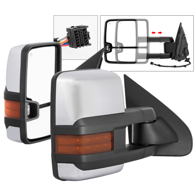 Chevrolet Silverado Side Mirrors - SPYDER - Heated Amber LED Signal G3 Power Telescoping - Chrome - `14-`16
