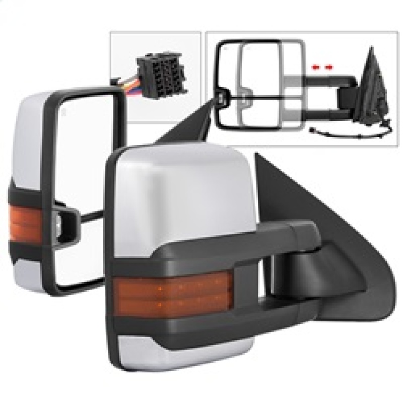 Chevrolet Silverado Side Mirrors - SPYDER - Heated Amber LED Signal G3 Power Telescoping - Chrome - `14-`16