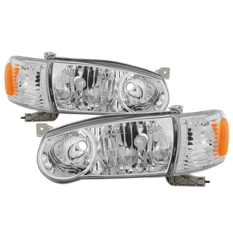 Toyota Corolla Headlights - SPYDER - OE Style w/Amber Corner Lights - Chrome - `01-`02