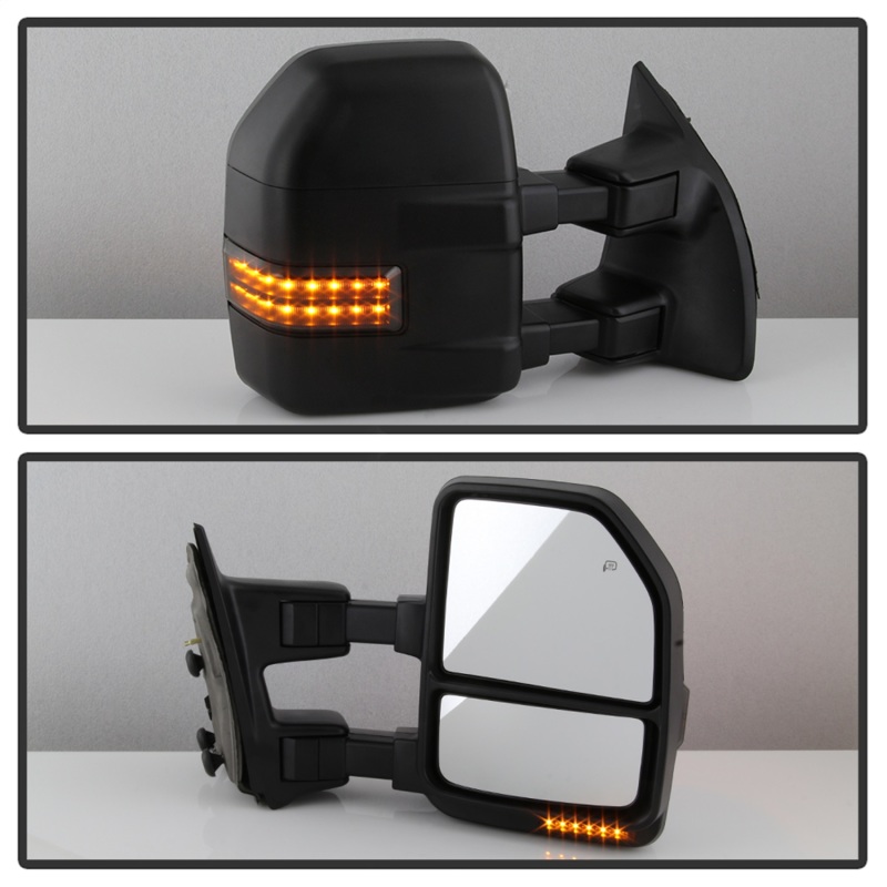 Ford F-250 SD Side Mirror Set - SPYDER - Heated Adjustable LED Signal - Smoke - `08-`15
