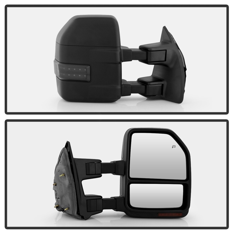Ford F-250 SD Side Mirror Set - SPYDER - Heated Adjustable LED Signal - Smoke - `08-`15