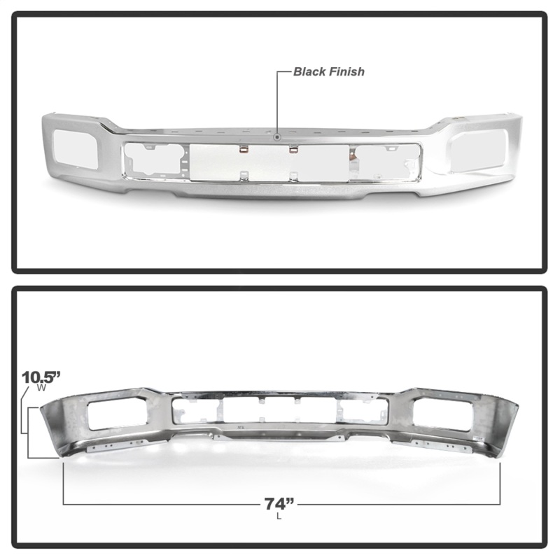 Ford F150 Bumper - Front - SPYDER - With Fog Lights Hole - Chrome - `18-`20