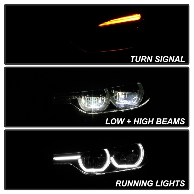 BMW 3 Series Headlights - SPYDER - LED Projector - Chrome - `12-`27