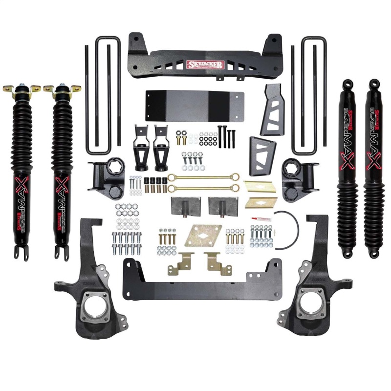 Chevrolet Silverado 2500HD Suspension Lift Kit - Front + Rear - Skyjacker - 6 In with Raised Torsion Bar Brackets and Black MAX Shocks - Black - `00-`10