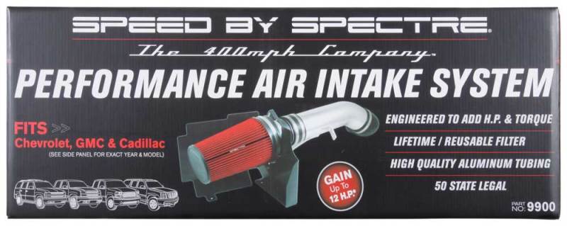 GMC Truck Performance Air Intake - Passenger side - Spectre - Clear Anodized w/Red Filter - `99-`07