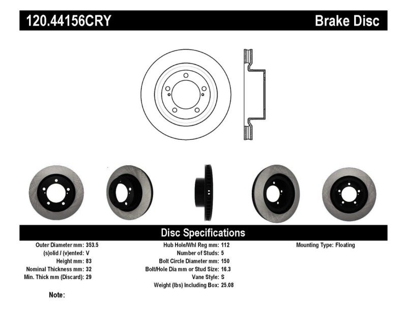 Toyota Sequoia Brake Rotors (2) - Front - Stoptech - Cryostop, Drilled, E-Coated - Black - `08-`19
