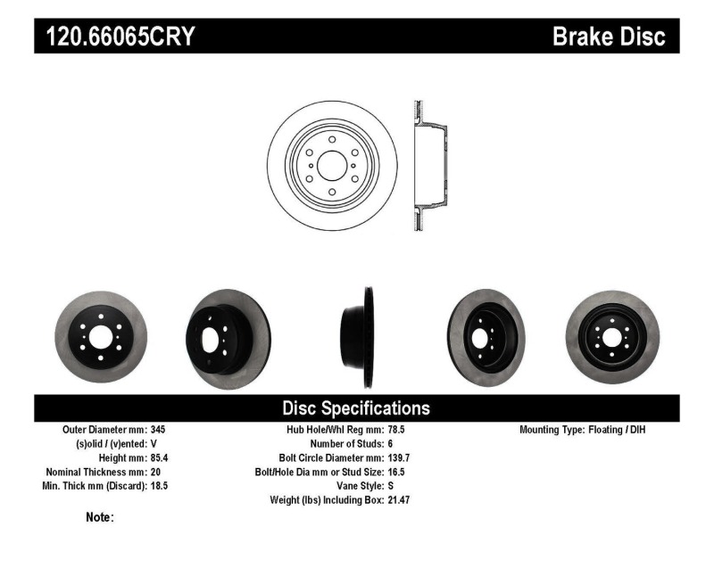 Cadillac Escalade Brake Rotors (2) - Front + Rear - Stoptech - Premium Cryostop Rotors - Black - `07-`20