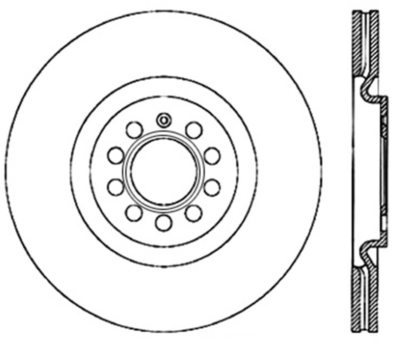 Volkswagen R32 Brake Rotor (1) - Front Right - Stoptech - Slotted Cryo-Stop - Black - 2008