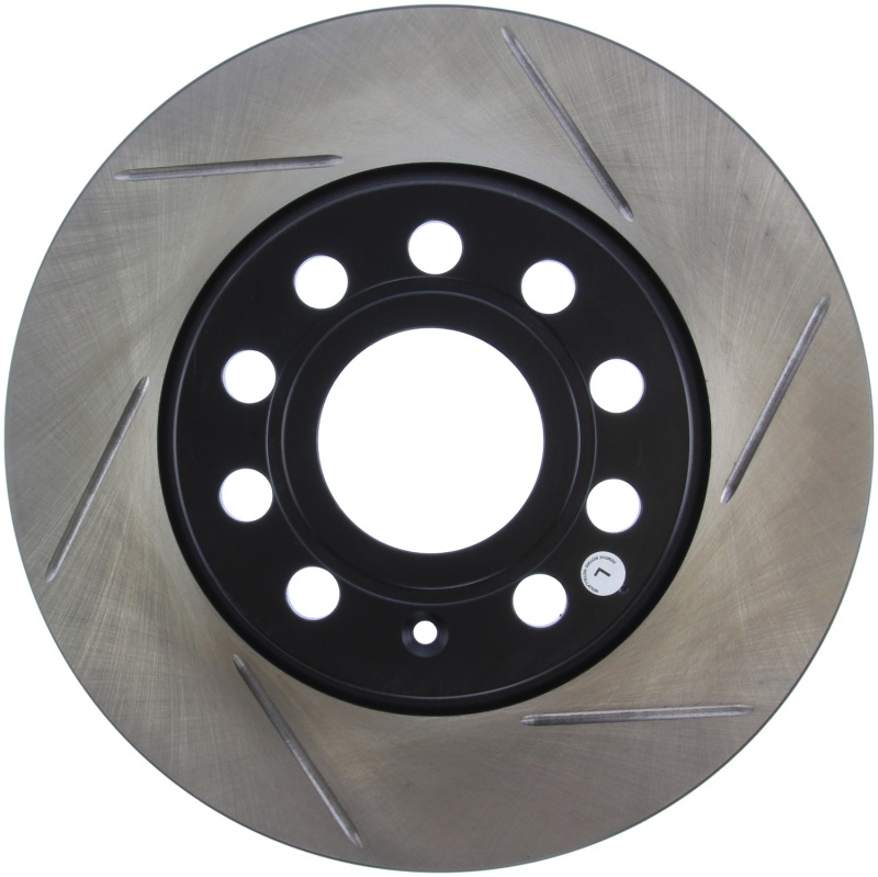 Volkswagen Bora Brake Rotor (1) - Rear Left - Stoptech - Sport Slotted, Black E-Coated - Black - `05-`10