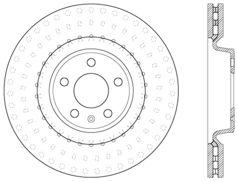 Audi A5 Brake Rotor (1) - Front Right - Stoptech - Cryogenic Slotted - Black E-Coat - `16-`17