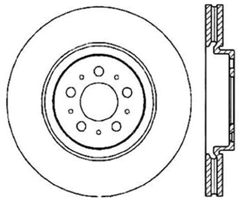 Volvo V70 Brake Rotor (1) - Front Right - Stoptech - Slotted Cryogenic - Black - `04-`07