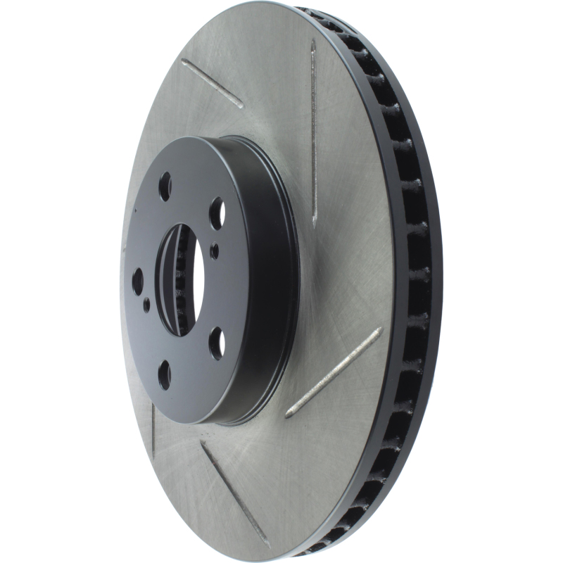 Toyota Corolla Brake Rotor (1) - Front Left - Stoptech - Slotted Sport - Black - `03-`08