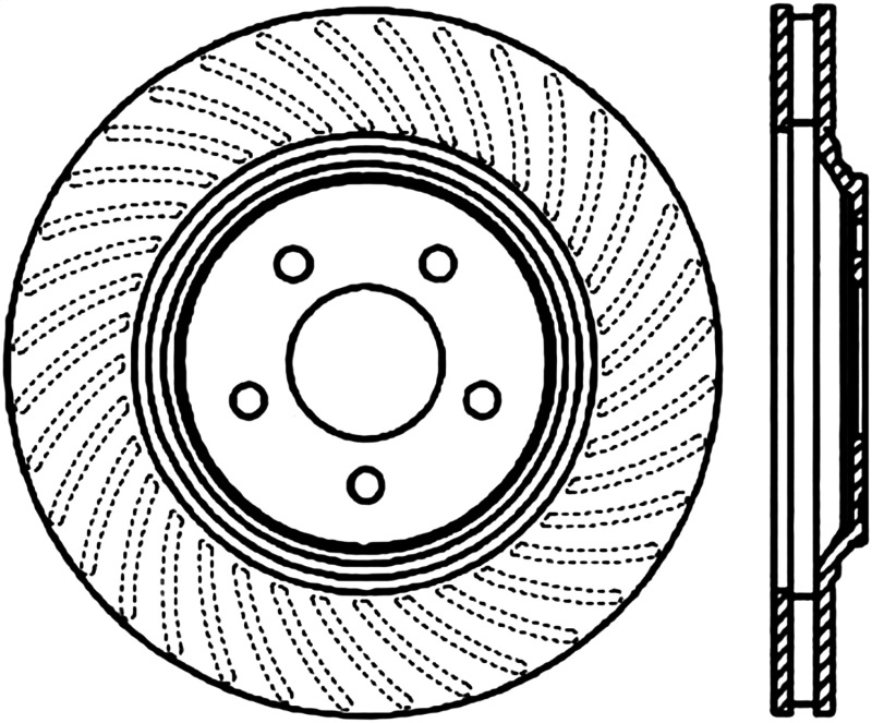Ford Mustang Brake Rotor (1) - Front Right - Stoptech - Slotted Sport + Cryo Treated - Black - `94-`04