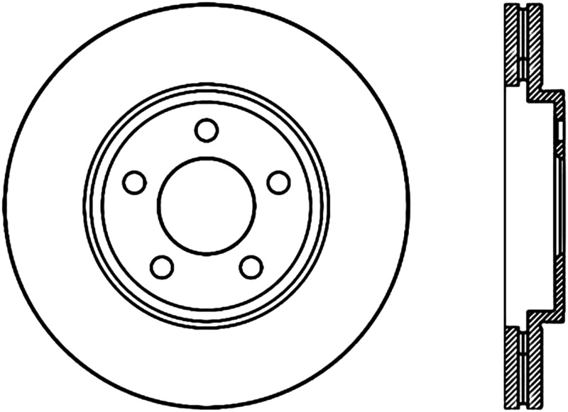 Ford Grand Marquis Brake Rotor (1) - Front Right - Stoptech - Slotted Sport Cryo - Black - 2003