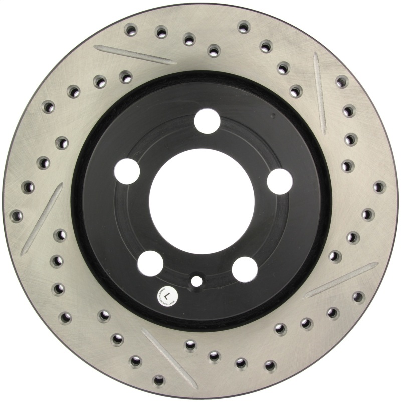 Volkswagen Golf Brake Rotors (1) - Rear Left - Stoptech - Slotted & Drilled, E-Coated - Black - `02-`06 Volkswagen Golf Brake Rotors (1) - Rear Left - Stoptech - Slotted & Drilled, E-Coated - Black - `02-`06