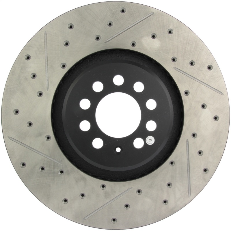 Audi TT Quattro Brake Rotor (1) - Front Right - Stoptech - Slotted & Drilled Sport - Black - `04-`06