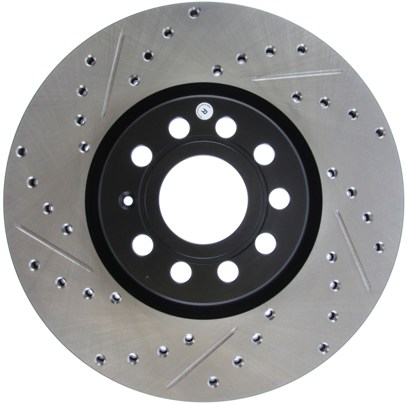 Volkswagen Eos Brake Rotors (1) - Front Right - Stoptech - Slotted & Drilled Sport - Black - `07-`16