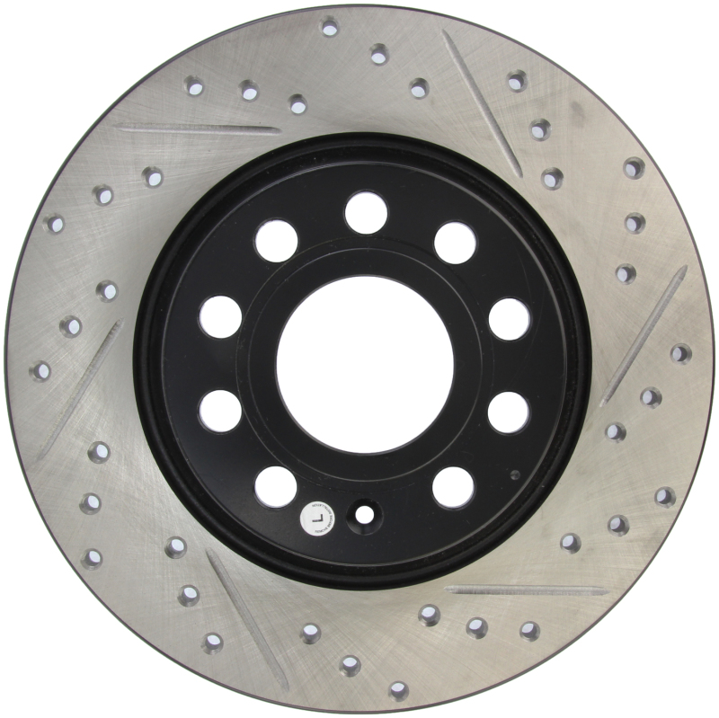Audi A3 Brake Rotors (1) - Rear Left - Stoptech - Drilled/Slotted Sport - Black - `06-`07