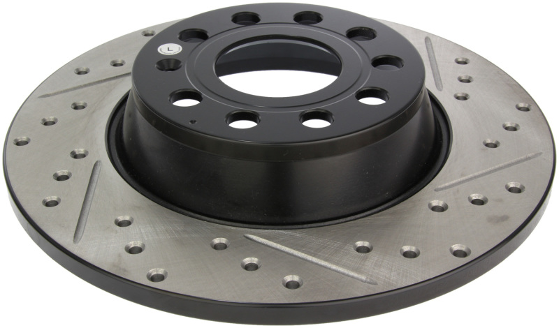 Audi A3 Quattro Brake Rotors (1) - Rear Left - Stoptech - Drilled/Slotted Sport - Black - `06-`07