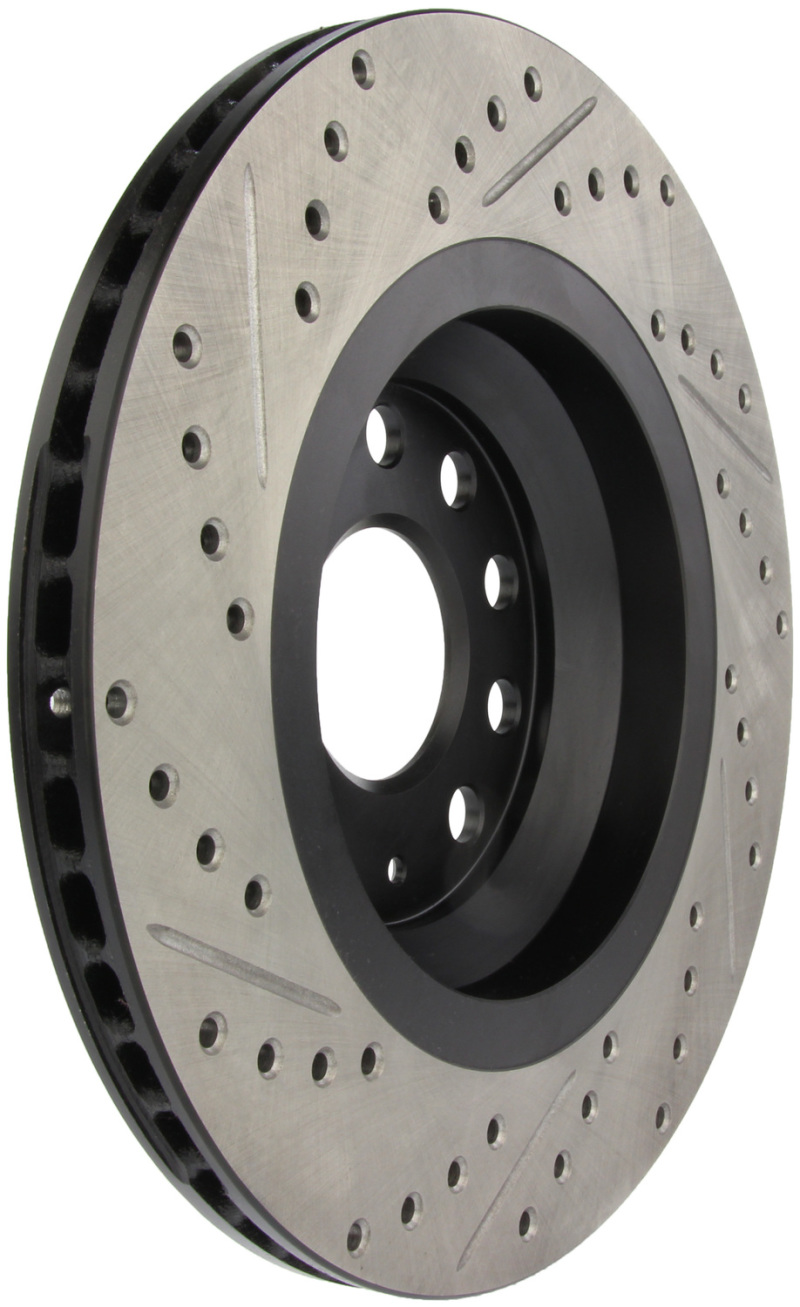 Volkswagen GTI Brake Rotor (1) - Left Rear - Stoptech - Slotted & Drilled - Black - `15-`18