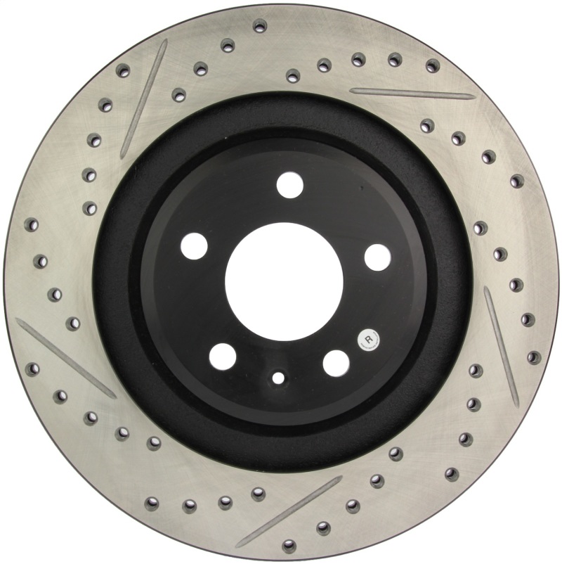 Audi S5 Brake Rotors (2) - Rear Right - Stoptech - Drilled/Slotted - Black - `08-`11 Audi S5 Brake Rotors (2) - Rear Right - Stoptech - Drilled/Slotted - Black - `08-`11