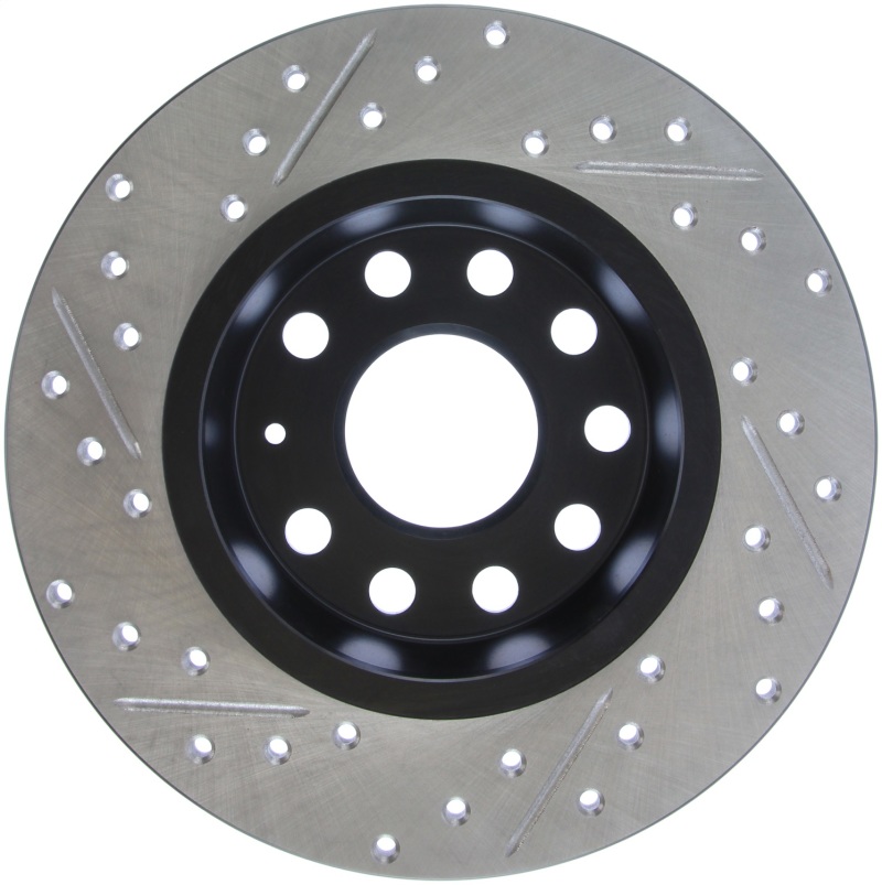 Audi A3 Quattro Brake Rotors (2) - Rear Left - Stoptech - Slotted & Drilled Sport - Black - `10-`19