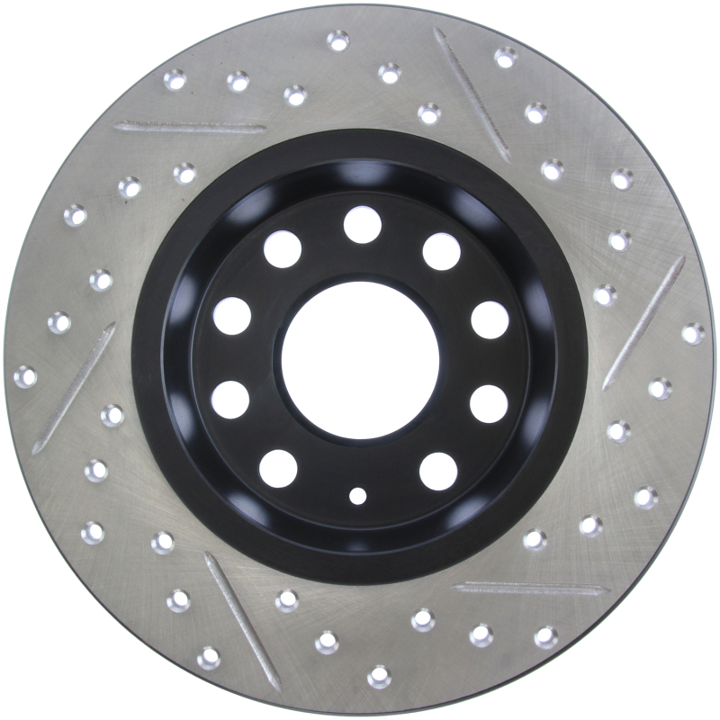 Audi A3 Quattro Brake Rotors (2) - Rear - Stoptech - Slotted & Drilled - Black - `10-`19