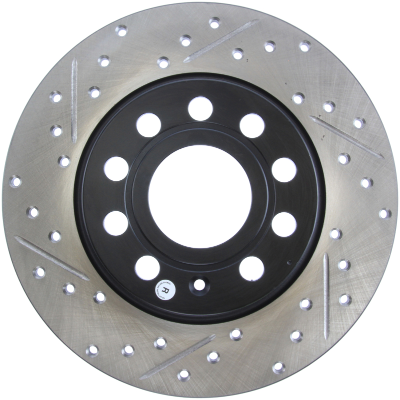 Volkswagen Beetle Brake Rotors (2) - Rear - Stoptech - Slotted & Drilled - Black - `12-`14