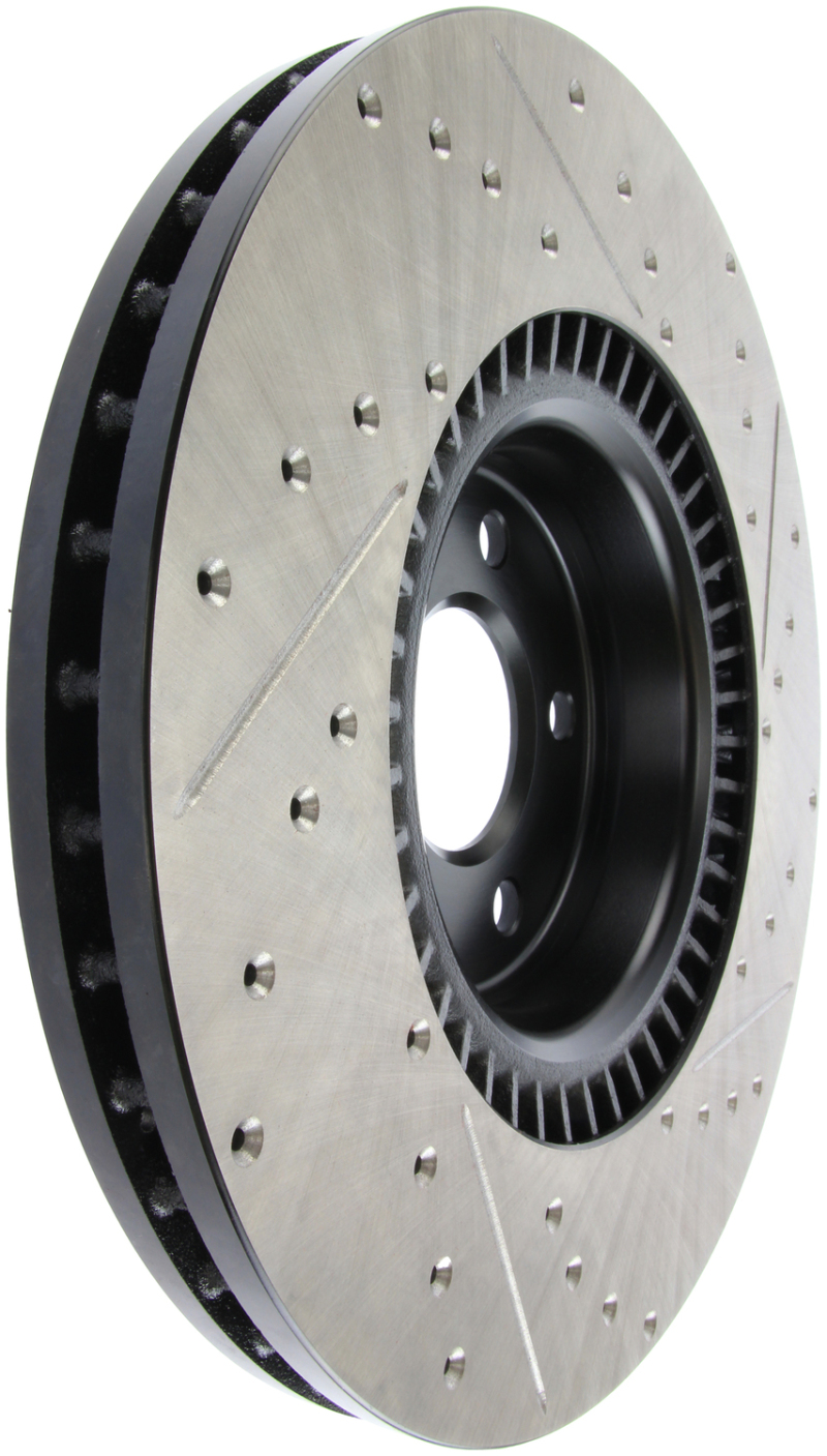 Audi A6 Quattro Brake Rotor (1) - Front Right - Stoptech - Drilled & Slotted - Black - `12-`19