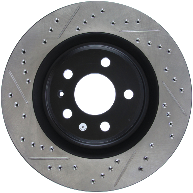 Audi A6 Brake Rotors (1) - Rear Right - Stoptech - Slotted & Drilled, Sport, E-coated - Black - `14-`19