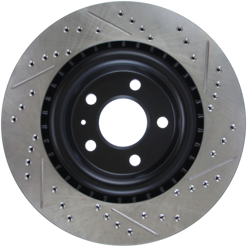 Audi A6 Quattro Brake Rotors (1) - Rear Right - Stoptech - Slotted & Drilled, Sport, E-coated - Black - `12-`19