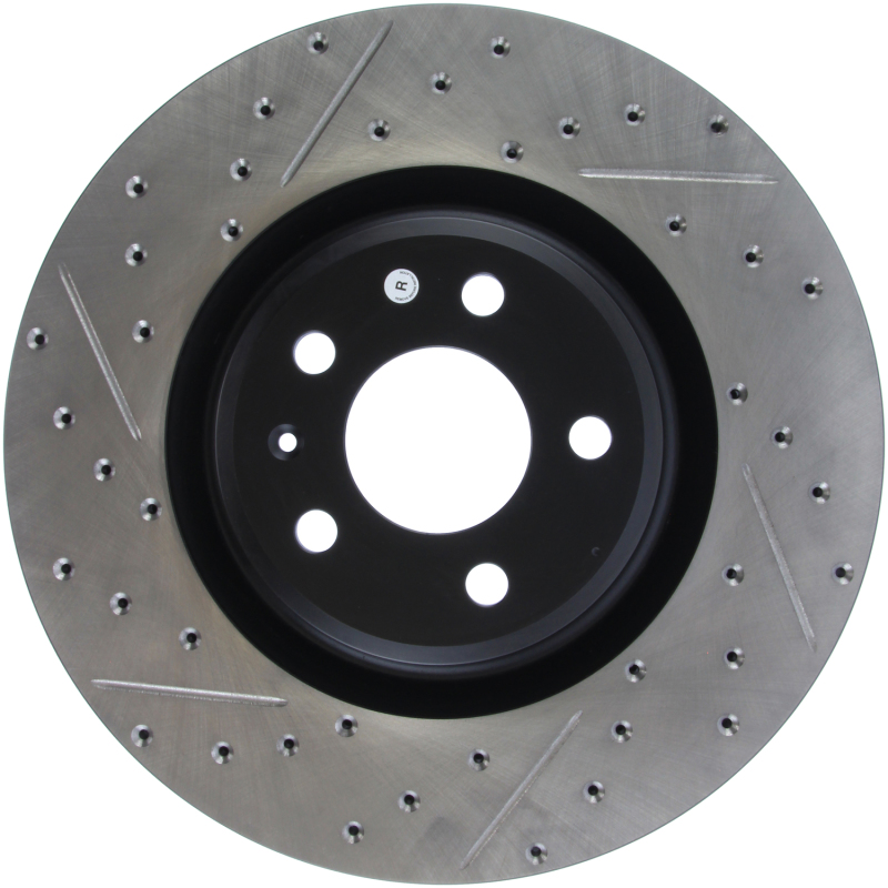 Audi A6 Quattro Brake Rotor (1) - Front Right - Stoptech - Drilled & Slotted - Black - `12-`19